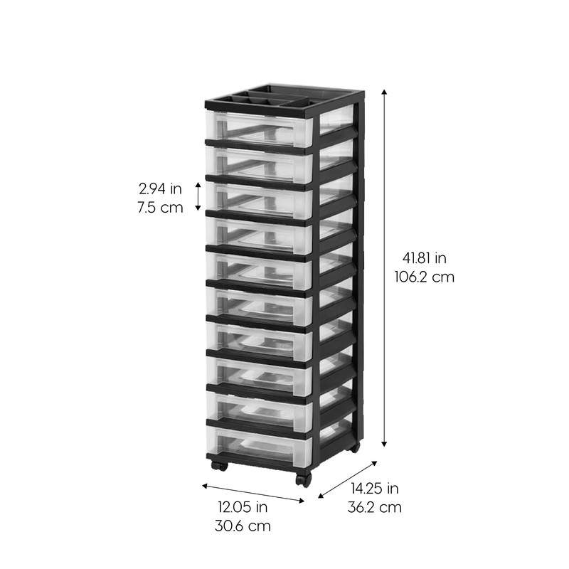 IRIS USA Plastic Drawer Storage Organizer Rolling Cart with Wheels