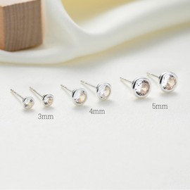 Small Stud Earrings Sterling Silver 925 Gold-Plated for Men and Women Mini Cubic Zirconia Stud Earrings 3 mm 4 mm 5 mm, Sterling Silver, Cubic Zirconia, Cubic Zirconia
