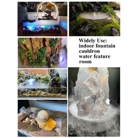 alizzy Splashproof Float 12 LED Mist Maker Indoor Fountain Small Fog Maker Fish Tank AC/DC Adapter Fog Machine Cauldron Stainless Steel Atomizer Ultrasonic Humidifier Room Mister Foggers Decor