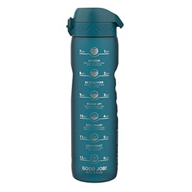 Ion8 Leak Proof 1 litre Water Bottle with Times to Drink, BPA Free, Deep Teal 2.0