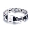 Rockyu Men's Men’s Bracelet, Titanium, Silver, Plated, Masonic Engraving, Magnetic,
