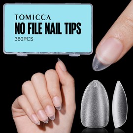 TOMICCA Alomnde Short Artificial Nail Tips, Pack of 360 Tips for Gel Nails, Nail Tips, False Nails, Pre-Shaped Matt, Full Cover Nail Tips for Nail Salons and DIY Nail Art, 15 Sizes