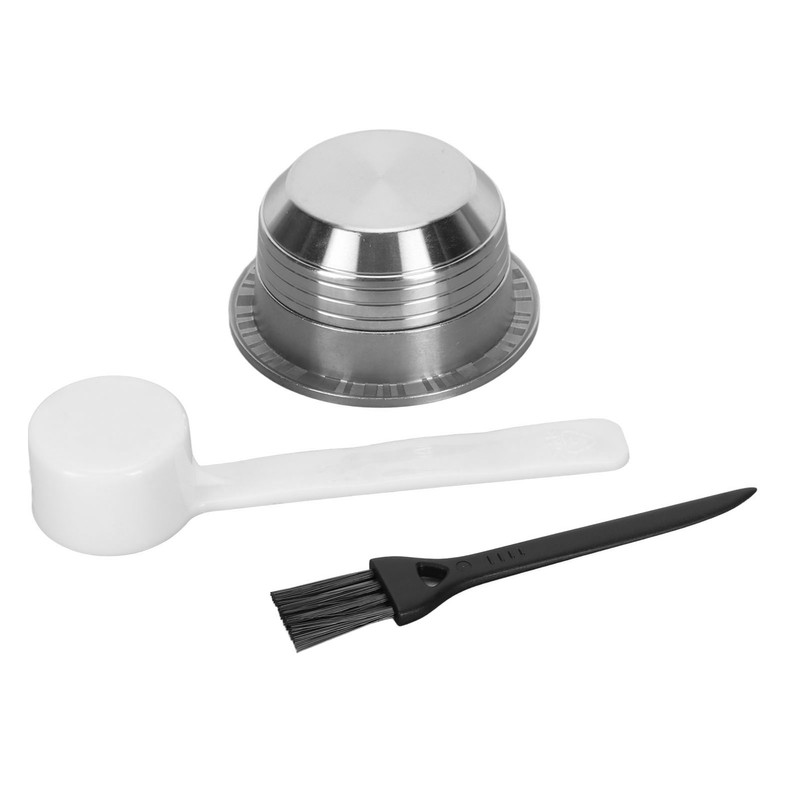Reusable Coffee Capsule with Lid Scoop Brush Smooth Surface Stainless