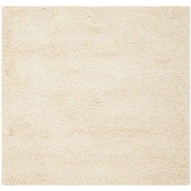 SAFAVIEH California Premium Shag Collection SG151 Non-Shedding Living Room Bedroom Dining Room Entryway Plush 2-inch Thick Area Rug, 4' x 4' Square, Ivory