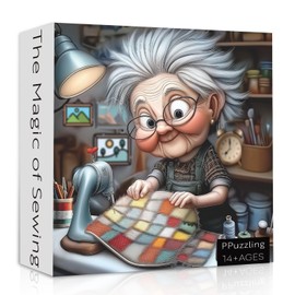 Sewing Machine Puzzles for Adults 1000 Pieces, Vintage Sew It with Love Jigsaw Puzzle, Funny Colorful Quilting Patchwork Theme, Hard Challenging Puzzles for Adults