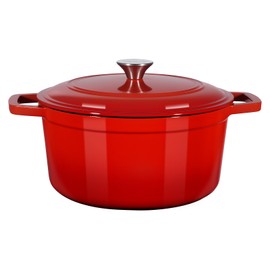 VEVOR VEVOR Enameled Cast Iron Dutch Oven, 6 Quart Pot with Lid and Dual Handles, Heavy-Duty Durable Cookware Pan, Oven Induction Compatible up to 500H, for Braising, Stews, Roasting, Bread Baking, Red