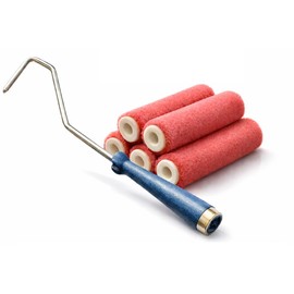 Premium 4-Inch Mohair Mini Paint Roller 6pc Set. 4" Mini Roller Frame + 5 Pack, Lint-Free & Shed-Resistant for Smooth Finishes – Ideal for Cabinets, Trim & Doors – Works with All Paints & Stains