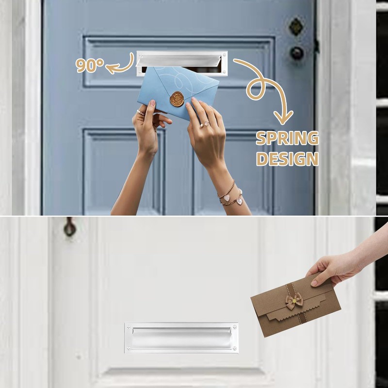 Mail Slot Matte Black,13Inch Stainless Steel Mail Slot Cover for