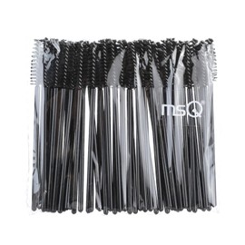 MSQ 50Pack Mascara Wands Disposable Eyelash Mascara Eyebrow Brushes Applicator Makeup Cosmetic Brush for Eyelash Extensions Mascara Use (50pcs Black)