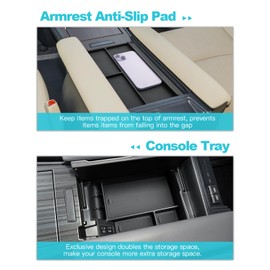 CDEFG 2PCS for 2021-2024 Toyota Sienna Center Console Organizer Compatible with 2021-2024 Toyota Sienna Accessories Middle Console Organizer 2021-2024 Sienna Nonslip Mat Cellphone Barrier