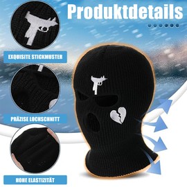 Balaclava Black, Balaclava, Ski Mask, Full Mask, Ski Hat, Winter Hat, Knitted Mask, Full Face Cover for Outdoor Cycling, Skiing, Ideal for Pathing to School or Home (Black), black