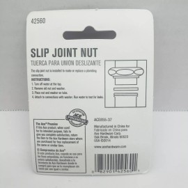 ACE Slip Joint Nut with Washer 1-1/2" x 1-3/8" Chrome    #42560