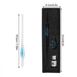 Juego de Bolígrafos de Cristal, Bolígrafo de Caligrafía Bolígrafo de Inmersión de Vidrio para Arte Escritura Firmas Caligrafía Set de de Decoración (Azul claro)