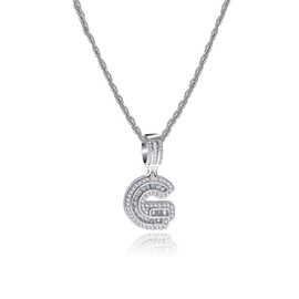 MiniJewelry G Initial Letter Name Alphabet Necklace Silver Crystal Clear CZ Personalize Jewellery Women Daughter Grandma Mum Mothers Day