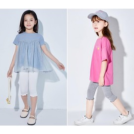 [ZGKULAEAOW] 子供 レギンス 7分丈 キッズ 女の子 フリル付き インナーパンツ ペチコート 薄手 無地 ガールズ 接触冷感 ボトムス モダール綿 春夏 (120cm, ホワイト)