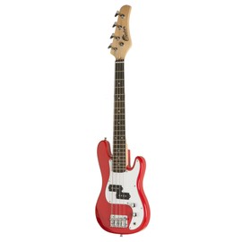 Raptor 3/4 Scale, 38 Inches Size Kids 4 Strings Electric P Bass Package - RED. With 5W Amp, Gig Bag, Strap, 10ft Cable, Picks