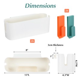 JOUTYFOR 2 Pcs Bedside Storage Organizer Bedside Caddy Hanging Organizer Bunk Bed Bedside Shelf Holder Pocket for College Dorm Room Baby Bed Rails (White)