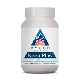Ayush Herbs Neem Plus Herbal Supplement for Skin Immune Health Gut Digestion 90 Count
