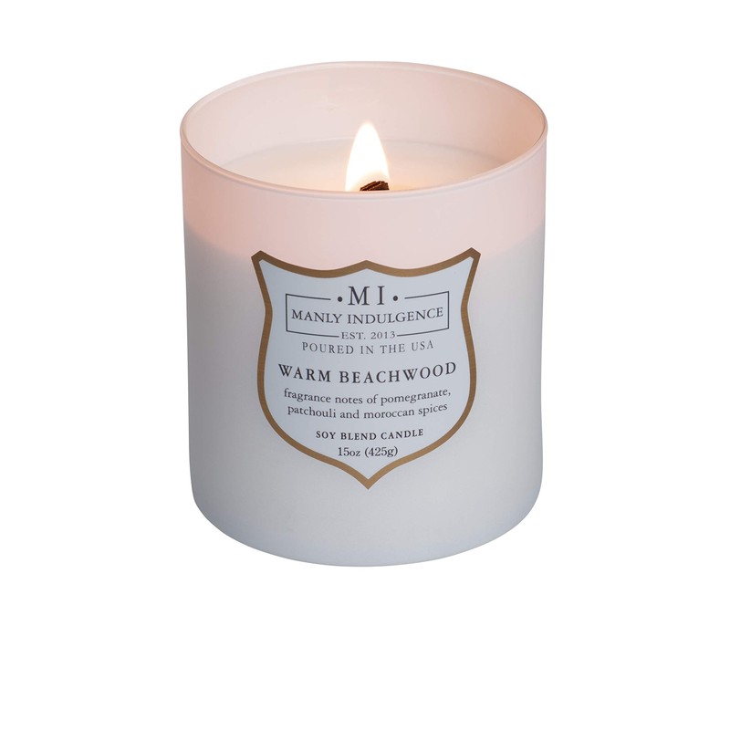 Manly Indulgence Warm Beachwood Scented Jar Candle, Medium, White