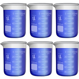 100ml Beaker, Low Form Griffin, Borosilicate 3.3 Glass, Double Scale, Graduated, Karter Scientific 247F2 (Pack of 6)