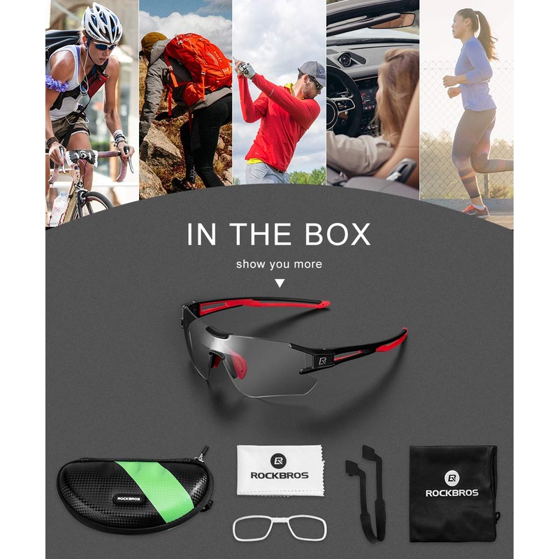 ROCKBROS Cycling Sunglasses Photochromic Bike Glasses Cycling Glasses for Men