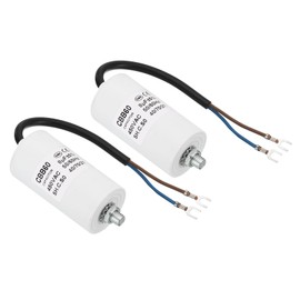 PATIKIL 8uf CBB60 Run Capacitor,2Pcs AC 450V U Terminal Wires 50/60Hz Cylinder Bottom with M8 Screw for Washing Machine, Cleaning Machine Pump Motor Star