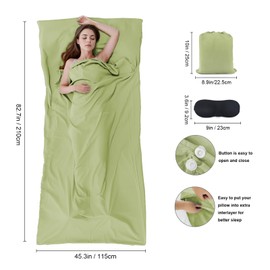 BREENHILL Sleeping Bag Liner，Camping Sheets & Travel Sheet, Hostels & Traveling Adult Sleep Sack for Backpacking, Hotels Lightweight Single & Double Camping Sleeping Bag Liners Green