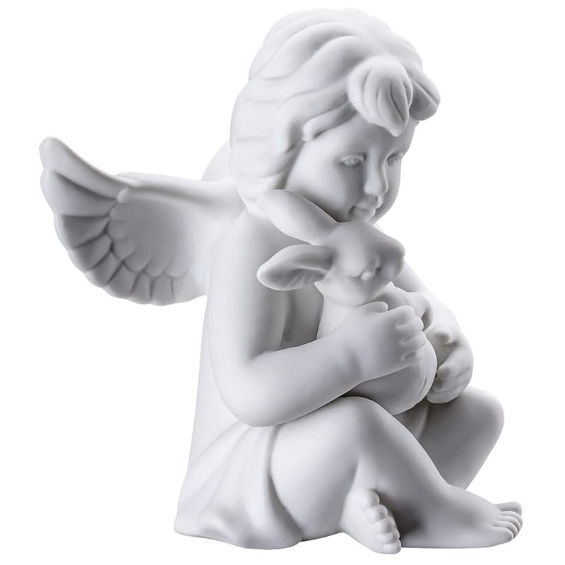 Angel Medium White Matt Angel with Rabbit