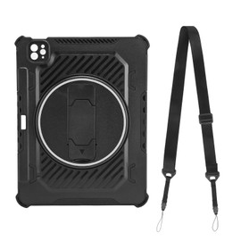 Tablet Case Ultra Thin Heavy Duty Shockproof Drop Proof Tablet Protective Cover with Shoulder Strap for IOS Tablet Black