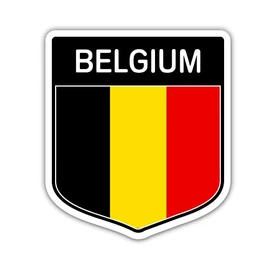 Squiddy Belgium Flag Shield - Vinyl Sticker for Car, Laptop, Notebook (5" high)