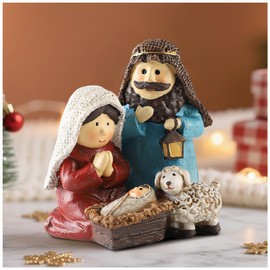 Magicsculp Nativity Scene Set - Holy Family Figurine Catholic with Sheep, Religious Baby Jesus Ornaments for Tabletop & Shelf Decor, Premium