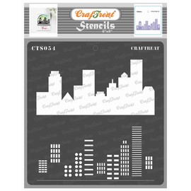 CrafTreat Layered Stencil - City Scape | Reusable Painting template for Journal, Notebook, Home Decor, Crafting, DIY Albums, Scrapbook and Printing on Paper, Floor, Wall, Tile, Fabric, Wood 6"X6"