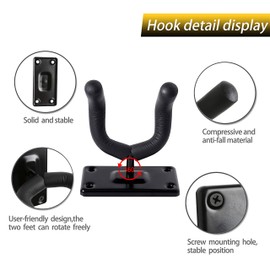 XCHTX Guitar Wall Mount 2Pack,Guitar Hangers for Wall,Wall Guitar Mount Hooks Stand,Perfectly Display Musical Instruments for Retail Shop,Bedroom,Playroom,Bar,Rehearsal,2Sets Square & Black