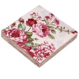 Nodsaw Plaid Retro Rose Floral Charm Packs for Quilting 5 inch - 5x5 Charm Squares Precut Quilting Fabric Bundles - 100% Cotton Fabric Squares for Sewing DIY Patchwork (42Pcs)