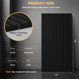 6 PCS Acoustic Panels,48''X24''X1'' Soundproof Foam Wall Panels,High Density Fireproof Noise Cancelling Foam Studio Foam Panel,Noise (Black-6 Pack, 48''X24''X2'')