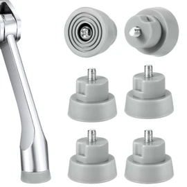 6pcs Door Stopper Replacement Rubber Tips, Door Stop Bumper Tips with Screws, Ribbed Kickdown Door Bottom Rubber Foot Repair for Kick Down/Drop Down Door Stoppers End Cap Holder