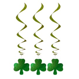 Lizzy 1 x Irish Shamrock Hanging Spiral Decorations (3pcs) Lucky Leaf Banner Swirl Irish Festival Day Backdrop Party Photo Prop Decoration Irish Decor Four Leaf