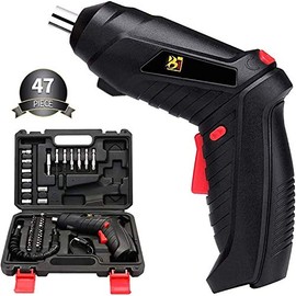 JENABOM Electric Screwdriver, 3.6V Cordless Screwdriver Rechargeable with 44pcs Screwdriver Bit Set, Front LED Light, Flexible Shaft, Micro USB, Carrying Case, Easy for Small Home Projects