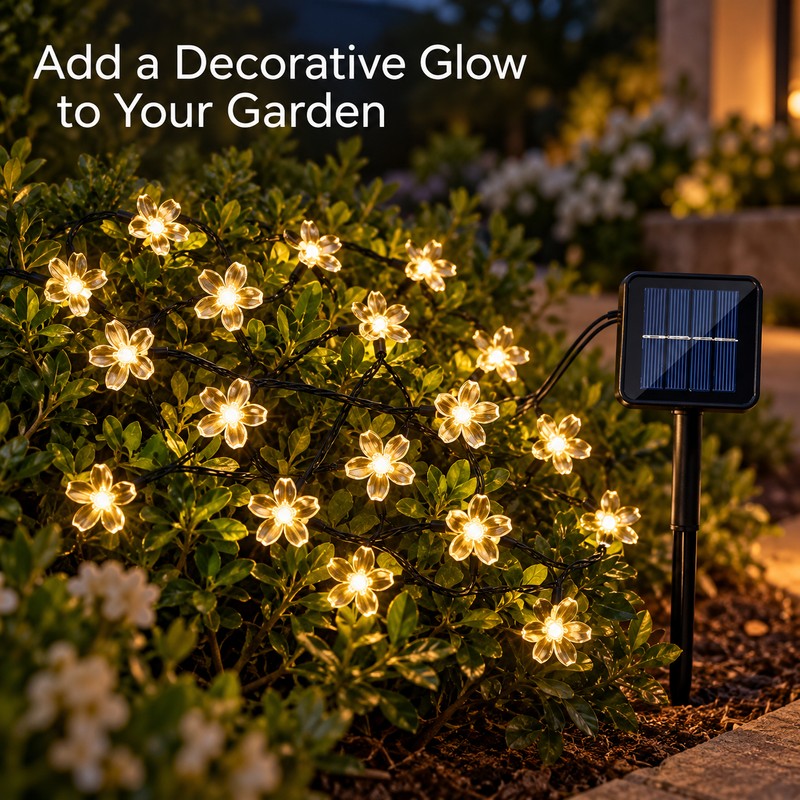 Solar Cherry Blossom String Lights for Outdoor Decoration – 20