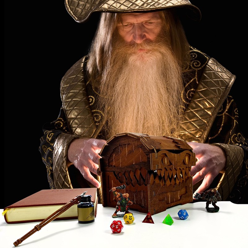 Mimic Chest for Dungeons and Dragons Tower with Tray Wood