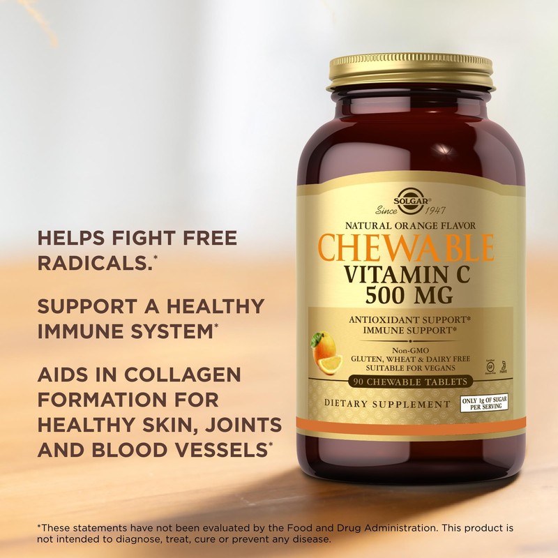 SOLGAR Chewable Vitamin C 500 mg, Orange Flavor - 90