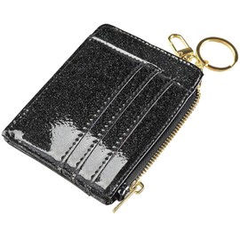 ehsbuy Card Holders Women Slim Ladies Card Holder Wallet RFID Blocking Leather Zipper Coin Purse Keychain Card Wallet
