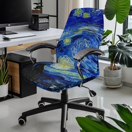 Talayituse Starry Night Print Stretch Computer Office Chair Cover Universal Washable Removable Rotating Boss Chair Slipcovers Anti-dust Soft Desk Chair Seat Protector for Dogs Cats Pets, L
