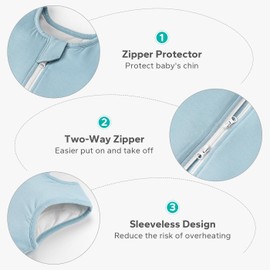 LILBESTIE Sleeping Bag with Legs, 2.5 Tog Toddler Sleeping Bag 12-24 Months, Bamboo Winter Sleeping Bag with Feet, Blue