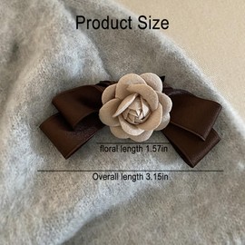 Aipeeo Flower Hair Clip, Pack of 3 Bows Hair Clips, Camellia, Small, Hair Clips for Women, Flower Hair Accessories for Women, Hair Clip, Flower, Suitable for Parties, Birthdays, Festivals (Brown,