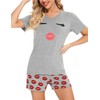 EISHOPEER Women's Short Pajama Set Cute Print Tee and Shorts