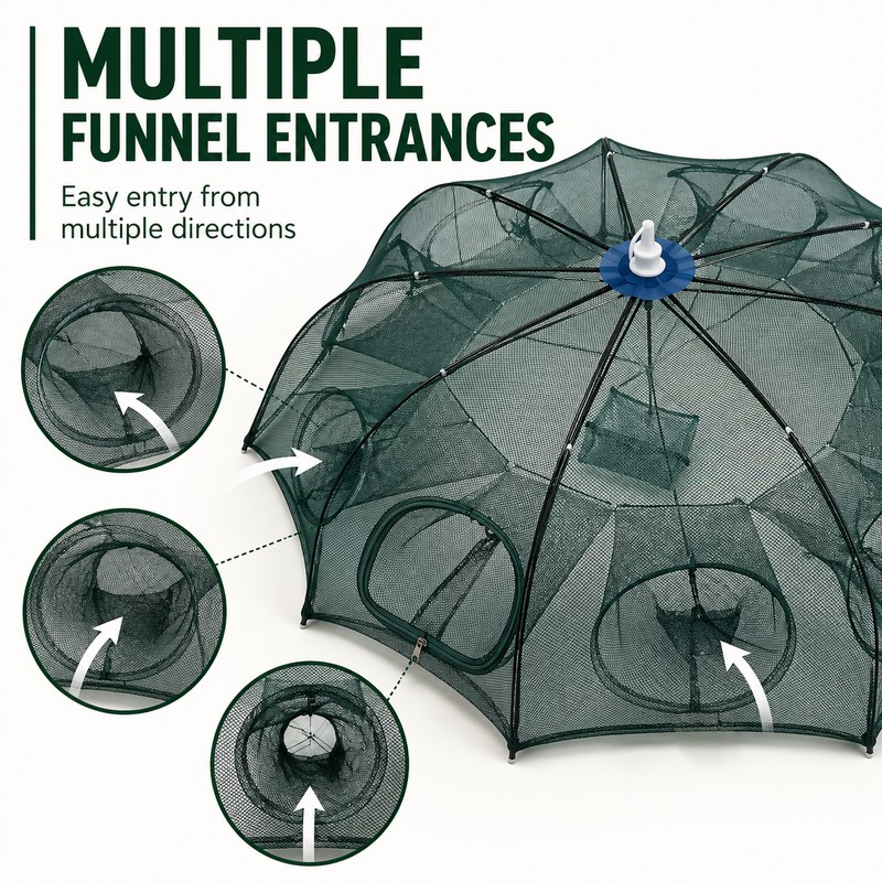 Portable Folding 6/8/16/20 Hole Automatic Fishing Trap for Fish, Shrimp
