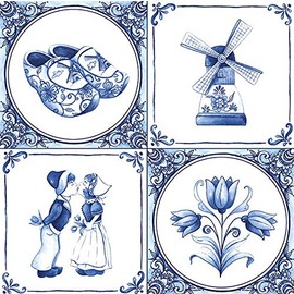 Ambiente Serviette Motiv : Holland - weiß-blau - 20 Servietten pro Packung, 33x33 cm