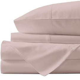 Pure 1000 Thread Count Sheets, Queen Sheets Cotton, Smooth Luxury Sheets Set (4Pc), High Thread Count Sheets vs Egyptian Cotton Sheets, 15" Elasticized Deep Pocket - Blush Hotel Sheets