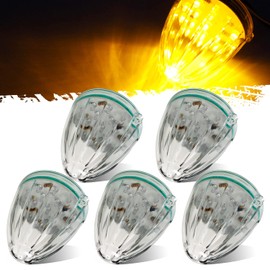 Partsam 5X Roof Running Top Marker Light Clear Amber 17 LED Clear Lens Replacement for Peterbilt Freightliner Mack